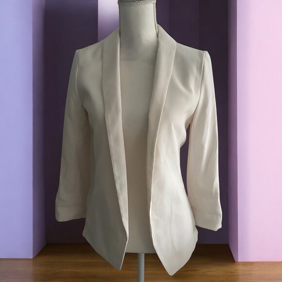 H&M Cream Long Sleeve Blazer Jacket Size 4 - Picture 1 of 5